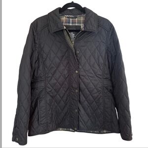 L.L.Bean Navy Quilted Jacket with Plaid Lining Size Small Excellent Condition